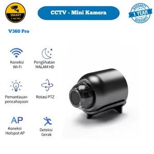 V360 Pro CCTV Mini Kamera Indoor Wifi Jarak Jauh Full HD 1080 3 MP Auto Tracking Night Vision dengan Audio Dua Arah untuk Keamanan Rumah Kantor Toko - Digital, Adaptor