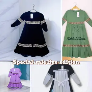 Arkila3shop LIVE -Gamis Terbaru Harga Terjangkau Usia Anak-Anak Tanggung-Baju Gamis Dewasa Dress Wanita Muslim Nyaman Lebaran Hitam