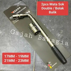 Kunci roda mobil L Tarik Double Socket 17-19mm / 21-23mm CR-V Shock