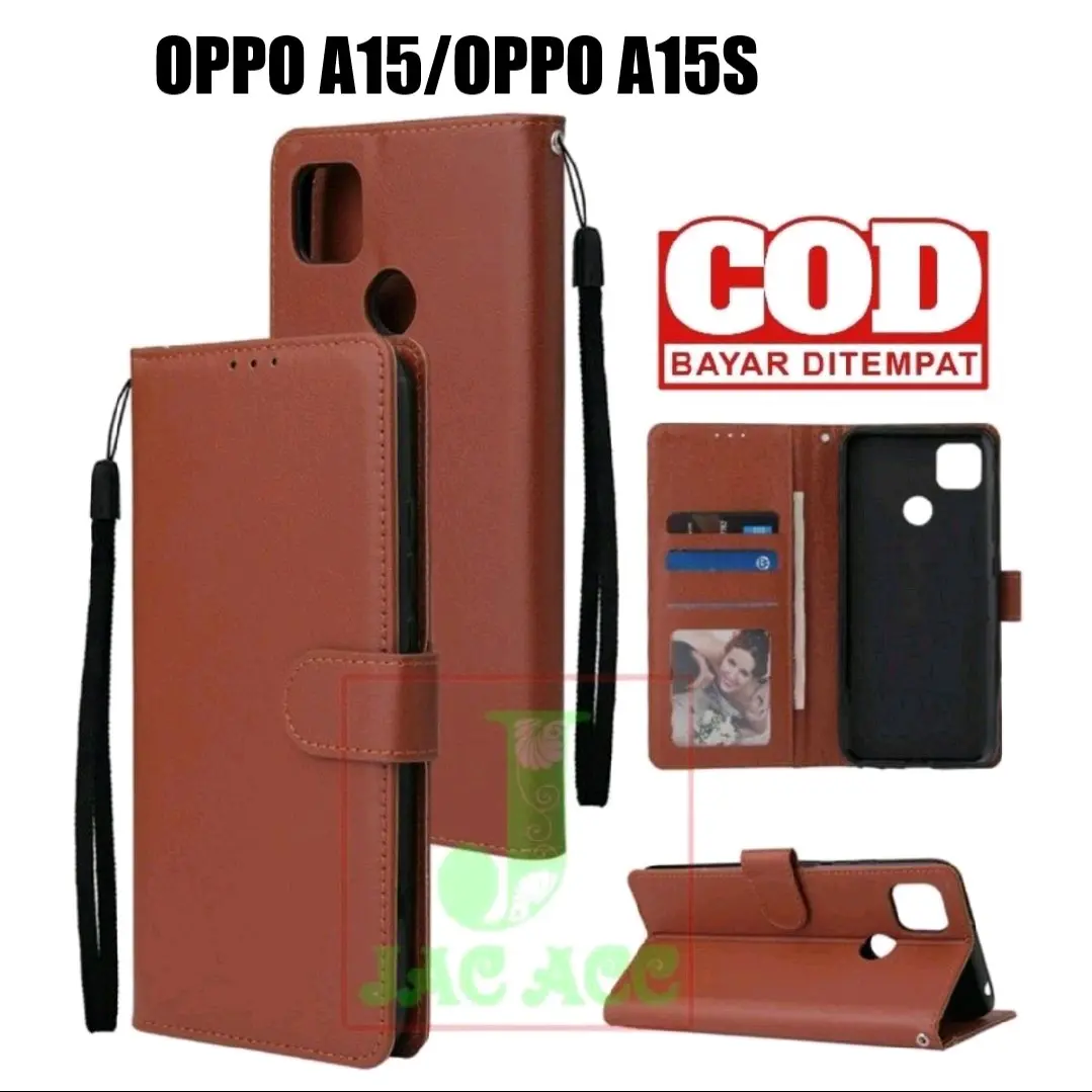 DOMPET HP UNTUK OPPO A15 /OPPO A15S LEATHER FLIP CASE OPPO A15 /OPPO A15S