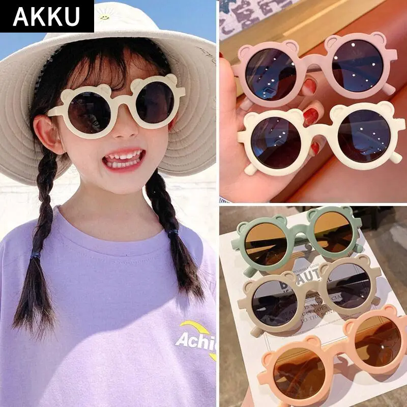 Kính Râm Hình Gấu Dễ Thương, Hàng Mới Về, Dành Cho Trẻ Em, Thời Trang, Kính Kính Mắt Hoạt Hình Cho Bé, Phụ Kiện Thời Trang, AKKU 1