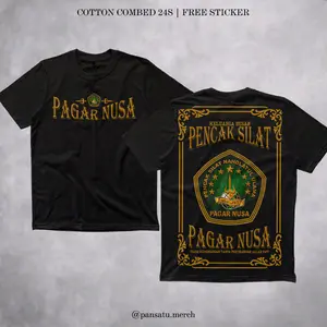 Kaos PSNU Pagar Nusa Pakem Tugu Cotton Combed 24S Hitam Elegan