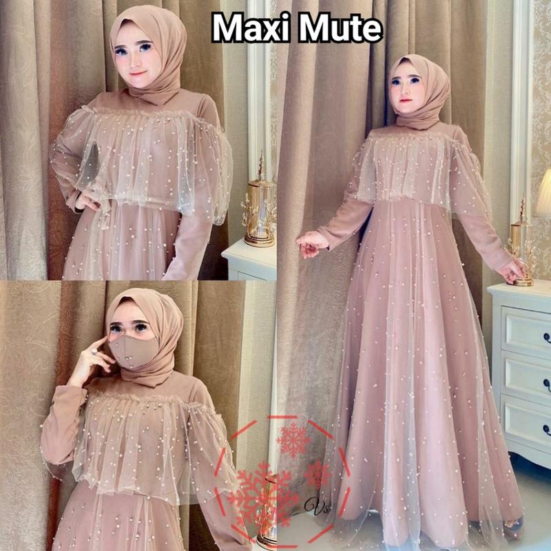 MUTE Baju Gamis Brukat Tile Remaja Dewasa Wanita Muslim Terbaru - Siz…
