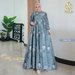 Nalafashion Maisa Dress Bahan Miami Jaguar Ziper Depan Busui Lengan Karet Wudhu Friendly