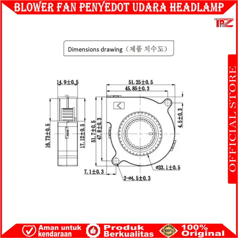 ORIGINAL KIPAS PENDINGIN PENYEDOT UDARA PANAS LAMPU HEADLAMP FAN COOLING TURBO EXHAUST HEADLAMP 5 X 5 CM  MINI BLOWER FAN 12 VOLT 2