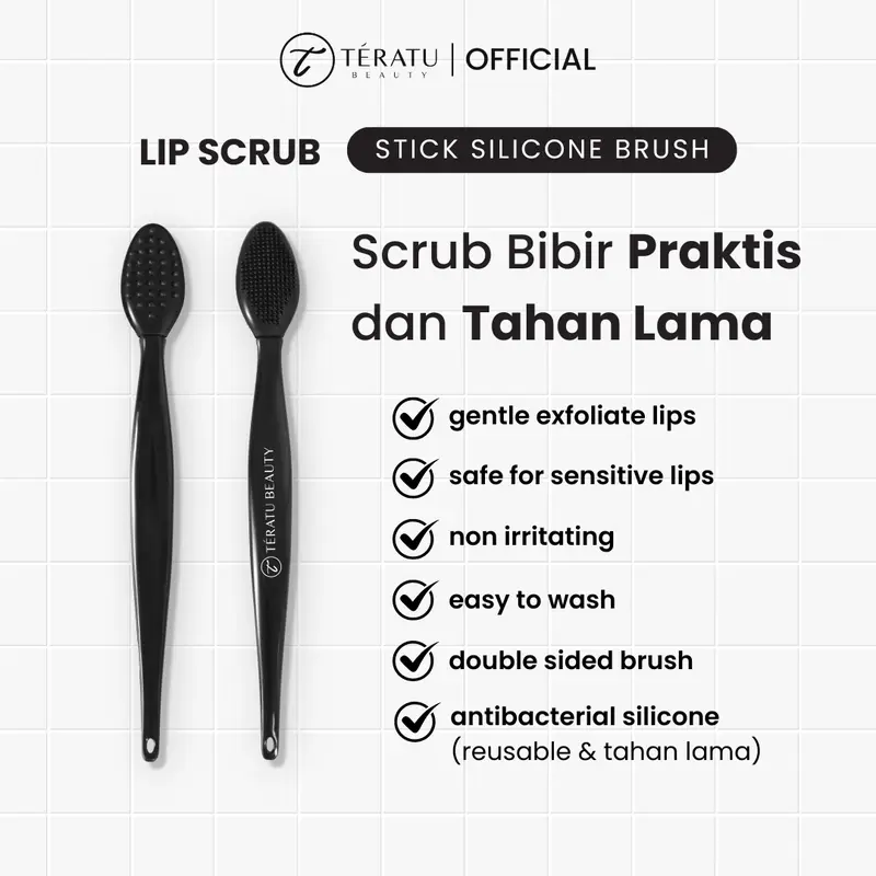 TERATU BEAUTY Lip Scrub Stick Silicone Brush (Scrub Bibir Kering Praktis Reuseable dan Tahan Lama) 0
