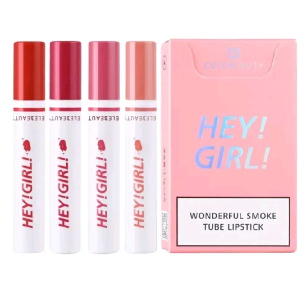 [ Dapat 4 Pcs Warna ] Hengfang Heygirls Lipstik Korea Matte 4 Warna Tahan Lama Lipstik Gloss Lipgloss Bibir Lipstick