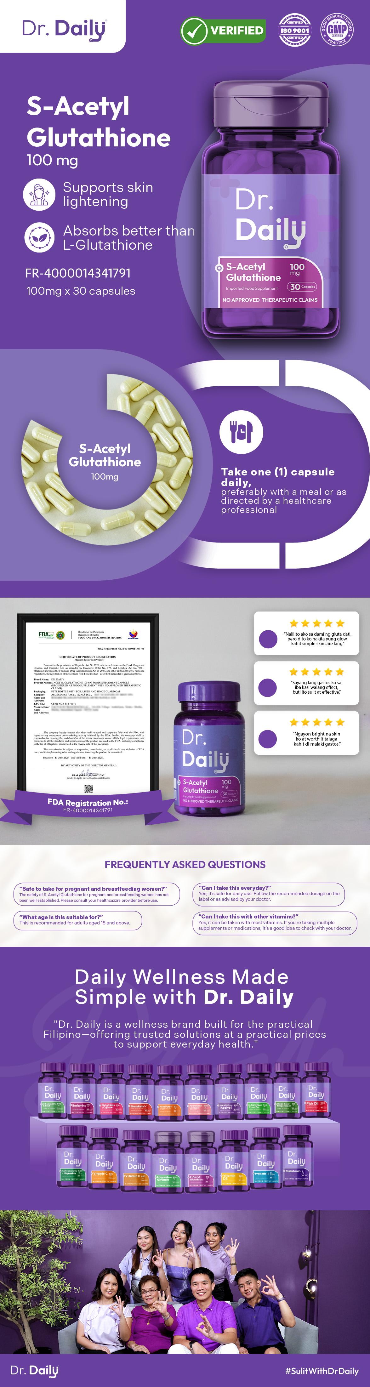 Dr. Daily S-Acetyl Glutathione | Advanced Glutathione | Antioxidant, Skin Lightening, Detox - TikTok Shop Philippines Dr. Daily S-Acetyl Glutathione | Advanced Glutathione | Antioxidant, Skin Lightening, Detox - TikTok Shop Philippines