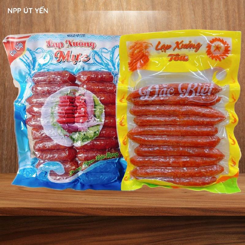  1kg mix vị: 500g Lạp Xưởng Mực +500g Lạp Xưởng Tôm Đặc Biệt - Lạp xưởng KHÔ . Nạc nhiều ít mỡ vị mặn-ngọt. Đặc sản sóc Trăng 