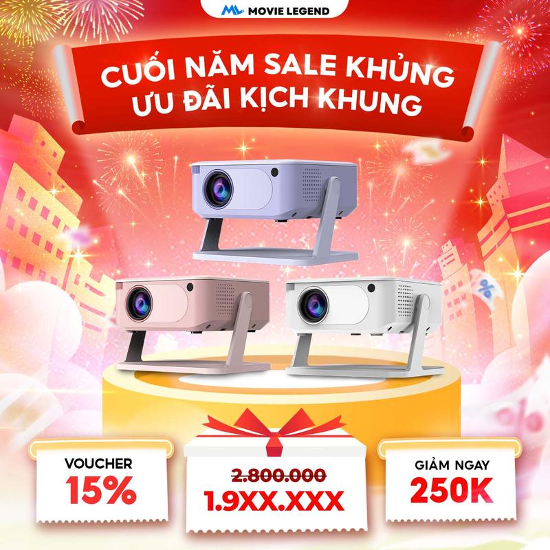   HN   Sale Giáng Sinh   Máy Chiếu M3 MiniGo - Máy Chiếu Movie Legend 