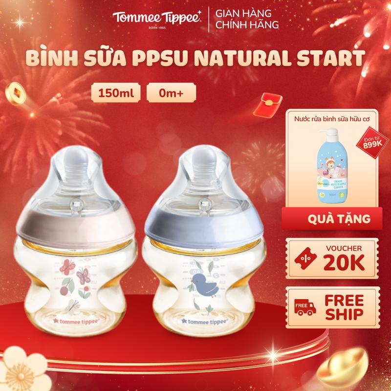   Tách Lẻ Từ Set Đôi  Bình Sữa PPSU Ty Siêu Mềm Tự Nhiên Tommee Tippee Natural Start 150ml - Xanh Dương Hồng An Toàn Cho Bé 