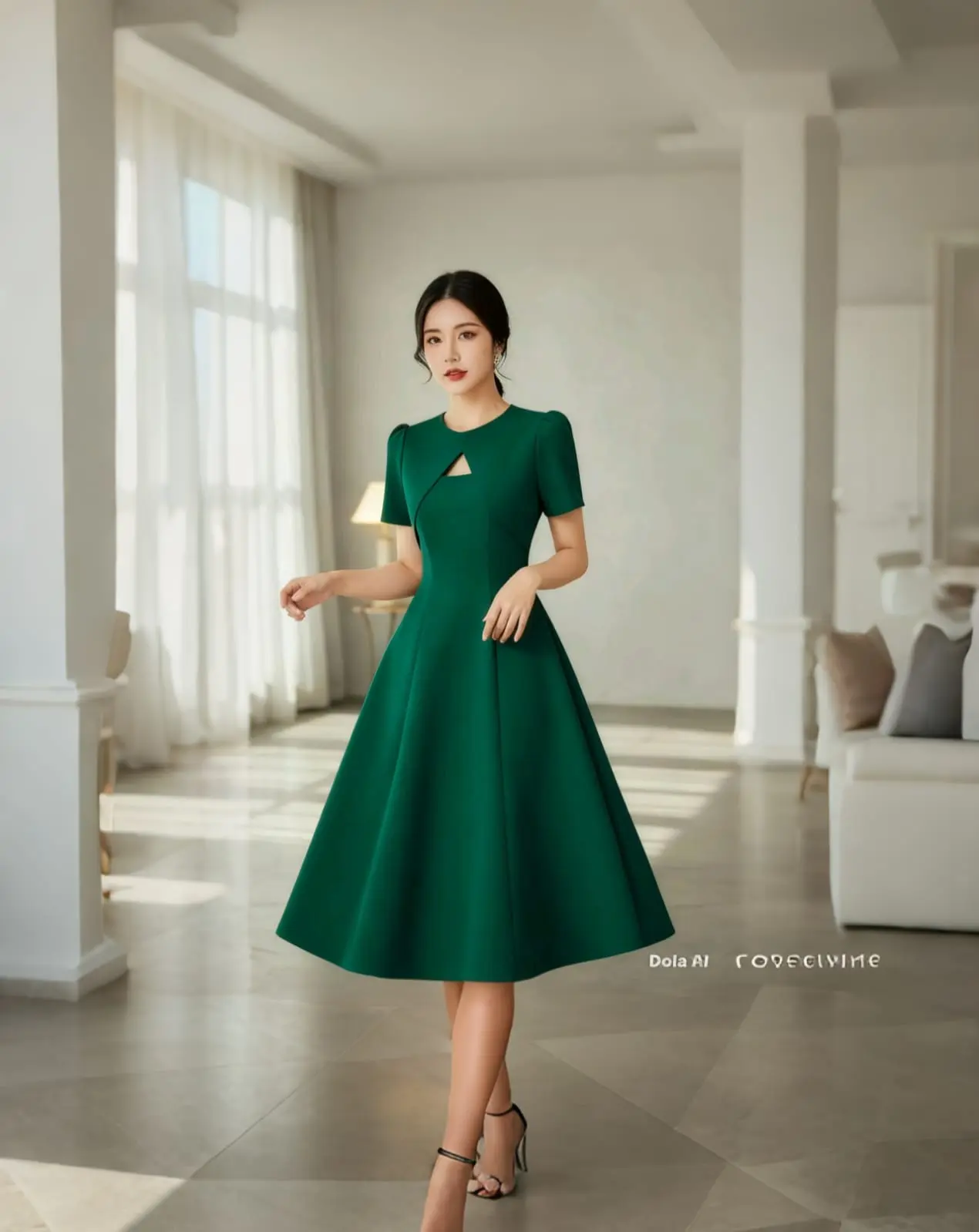 dress formal wanita Dress Midi Kerja Formal Wanita Kantor Hitam Polos Bahan Premium High Quality