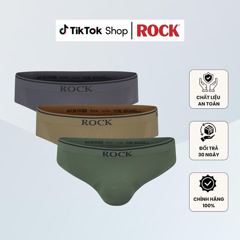 Combo 3 quần lót nam cao cấp ROCK SEAMLESS 502 không đường may, nylon spandex co giãn tốt, thoáng mát,không cấn