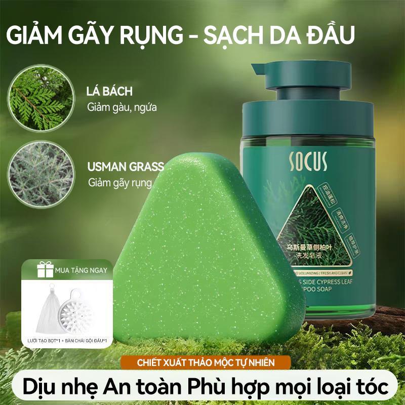 【Hàng chính hãng】Xà Phòng Gội Thảo Dược SOCUS – Lá Trắc Bá & Thảo Mộc Usma, Không Chứa Silicone, Gội Một Lần Tóc Bồng Bềnh, Giảm Rụng