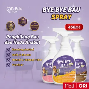 Bye Bye Bau Spray 450 mL | Dr.Bulu - Stain and Odor Eliminator, Penghilang Bau dan Noda Kotoran Hewan Peliharaan Di Sofa, Karpet, Furnitur, Bed Cover