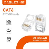 Gambar CABLETIME Modular Connector LAN RJ45 UTP Fast Ethernet Network Konektor 10 50 Pcs - Cat.6 UTP, 10Pcs dari Inprotek Kota Administrasi Jakarta Barat 1 Tokopedia