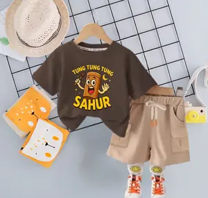 NewSet Baju Kaos Tungtung Sahur Anak Laki Laki Kekinian Celana Cargo Ready Ukuran 0-6 Tahun