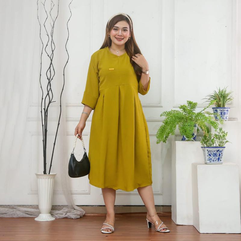 Dres Kirani Dress Cringkel airflow premium busui friendly Casual Wanita Casual Wanita Casual Wanita Baju Crinkle Remaja Midi 4