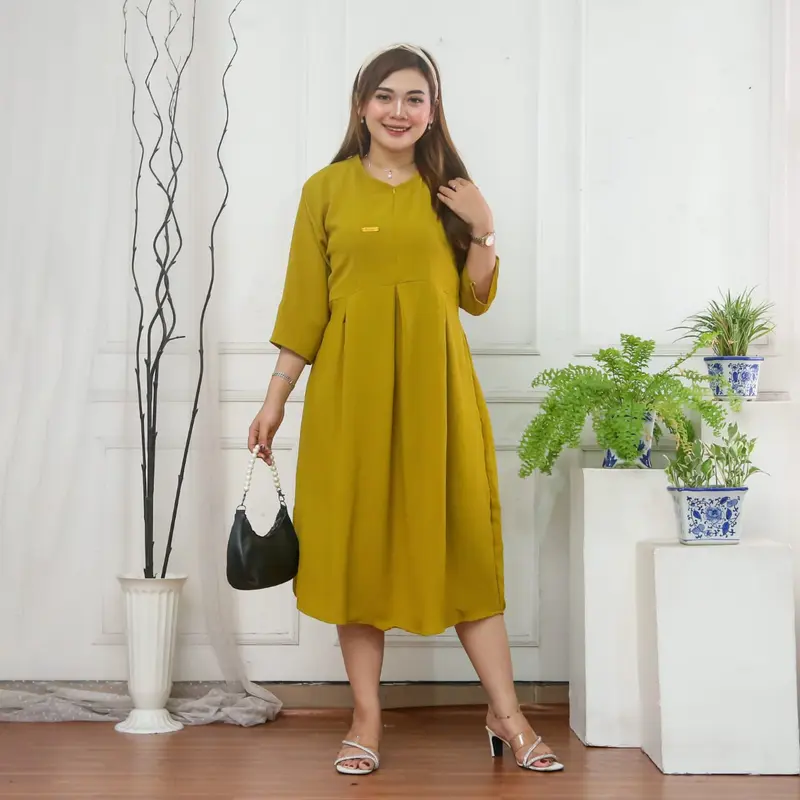 Dres Kirani Dress Cringkel airflow premium busui friendly Casual Wanita Casual Wanita Casual Wanita Baju Crinkle Remaja Midi 4