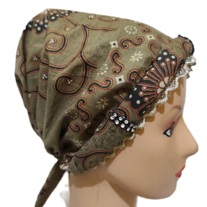 Kupluk Kerpus Topi Hijab Turban Instan Praktis Kerudung Turki Wanita Ciput Katun Dewasa Hitam 6