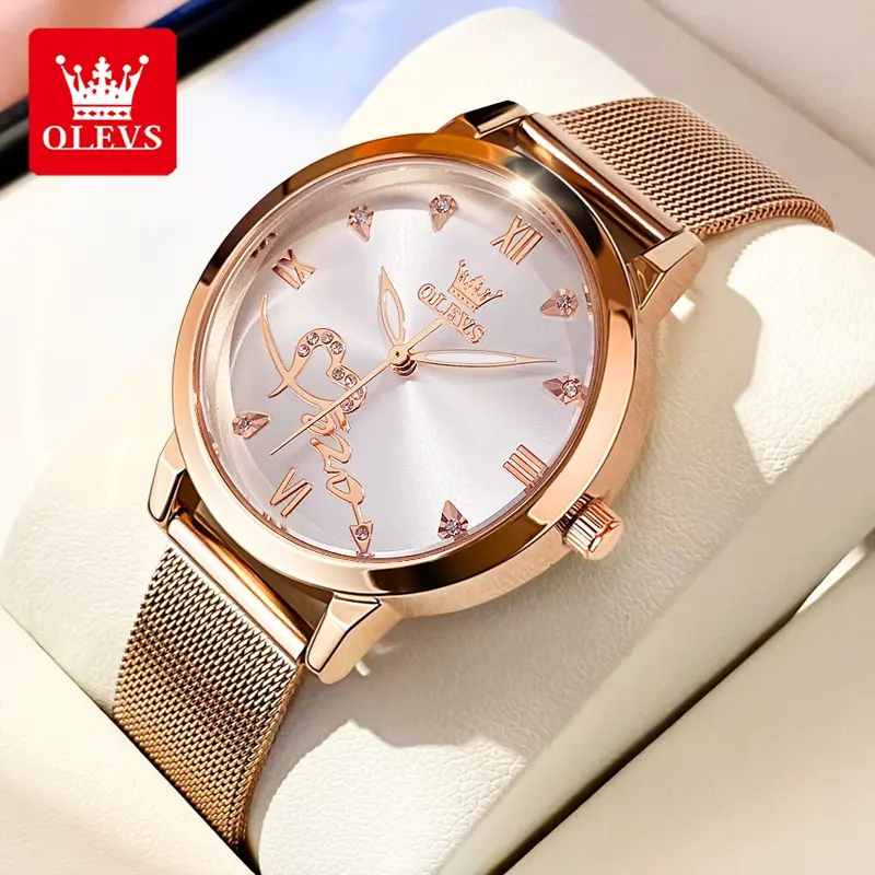 OLEVS Jam Tangan Wanita Original Anti Air Tahan Kecil Branded Elegan Analog Rose Gold Ultra-thin Women Watches New Model 5530/5189 with Kotak Ori 0