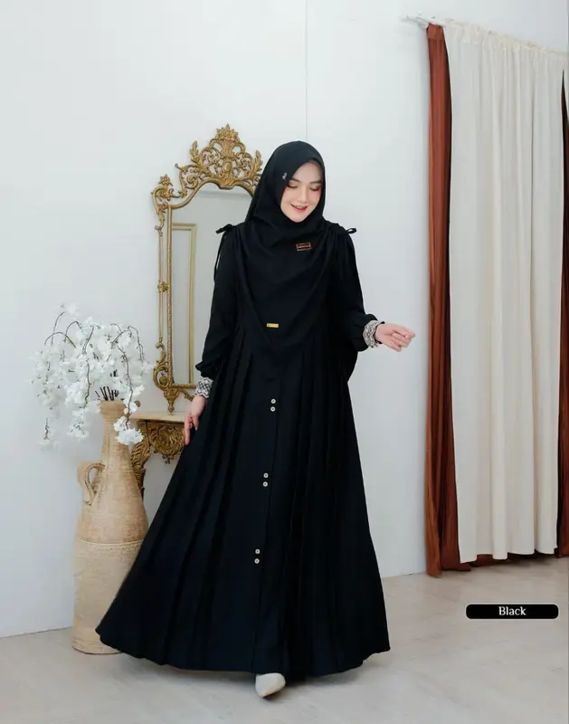 GAMIS CRINGKLE AIRFLOW PREMIUM SET HIJAB ANTEM FASHION MUSLIM ELEGAN TERBARU MOTIF RENDA SULTAN BAJU MENYUSUI BUSUI FRENDLY GAMIS ELEGAN BAJU TERLARIS Kancing Rempel Casual 8