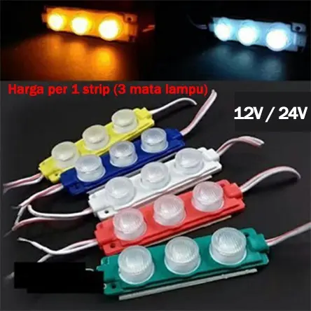 LAMPU LED MODUL 3 MATA 12VOLT dan 24VOLT 3WATT WATERPROOF 3 MATA 12V 24V 12 V VOLT VARIASI MOBIL 0