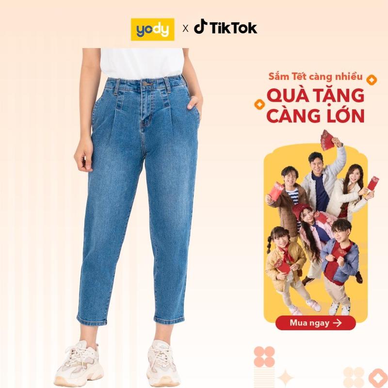 YODY Quần Jean Baggy Nữ Cạp Cao Tôn Dáng Che Khuyết Điểm Có Size Bigsize QJN3076