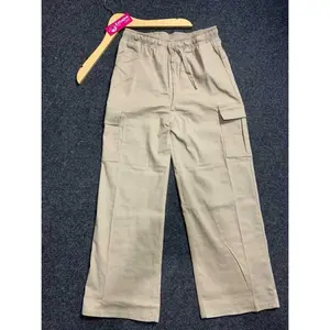 Celana Cargo Wide Leg Bahan Katun Adem Pinggang Karet Tali Serut Saku Besar Fungsional untuk OOTD