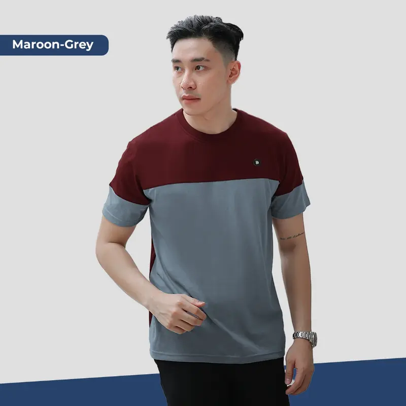 BROGUY Kaos Polos Color-Block Casual Combed 24s Tebal Nyaman 8