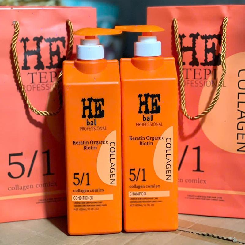 CÔNG TY Dầu Cặp HE BAU Cam 5in1 Phiên Bản Mới Dành cho mọi loại tóc Nữ Chăm Sóc Tóc 2000ml cặp Hỗ Trợ giảm rụng Mềm Mượt Hương Nước Hoa kết hợp Hương Vỏ Cam