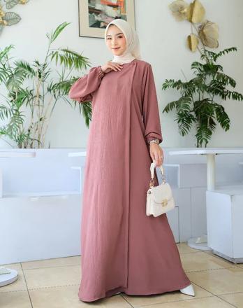 Gamis Lebaran Mariyam Dress Maxi Wanita Muslim Dewasa abaya gamis  polos  crinkle 7