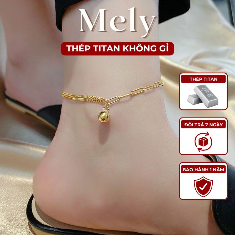 KHÔNG ĐEN GỈ Lắc chân nữ thép Titan thiết kế dạng bi vàng mắt xích cá tính thời trang Hàn Quốc - Mely TT54