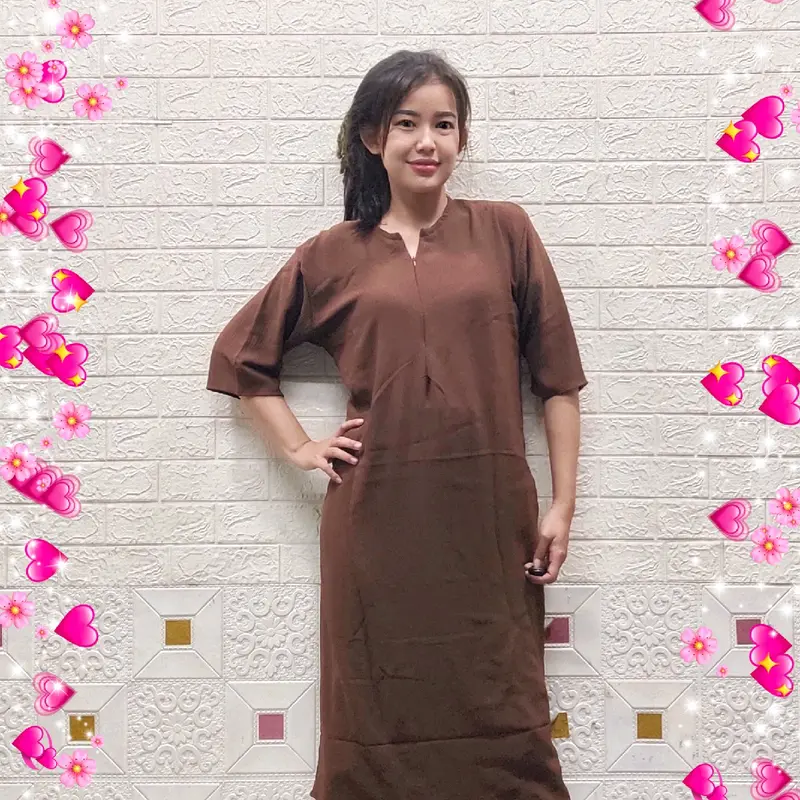 Gamis Daster Krinkle Airflow Lengan 3/4 Resleting Busui Wudu Friendly 0