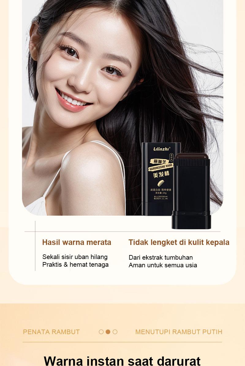 Lilinzhi Tongkat Pewarna Rambut Tanaman Hitam Murni Sekali Pakai Aman Tanpa Efek Samping Cocok untuk Menutupi Artefak Memudar Pewarna Rambut Hitam & Coklat di Rumah Penghitam Black Black Penghitam