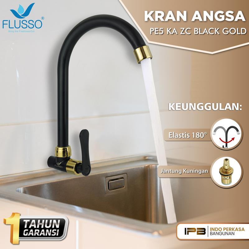 FLUSSO Kran Leher Angsa Drat Tembok 1/2 Inch Keran Air Cuci Piring Kualitas Premium | 2215 4