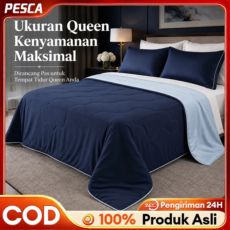 [Premium Cooling Blanket] 2 Sisi Dingin Anti Bakteri Halus Lembut Bahan Adem Premium  Pink+Grey Warna Ukuran 150x200 200x230 Hand Wash Dry Clean Hadiah Harga Ekonomis
