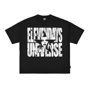Elevendays Boxy fit Universe Black Kaos Oversized Pria dan Wanita Cotton20S