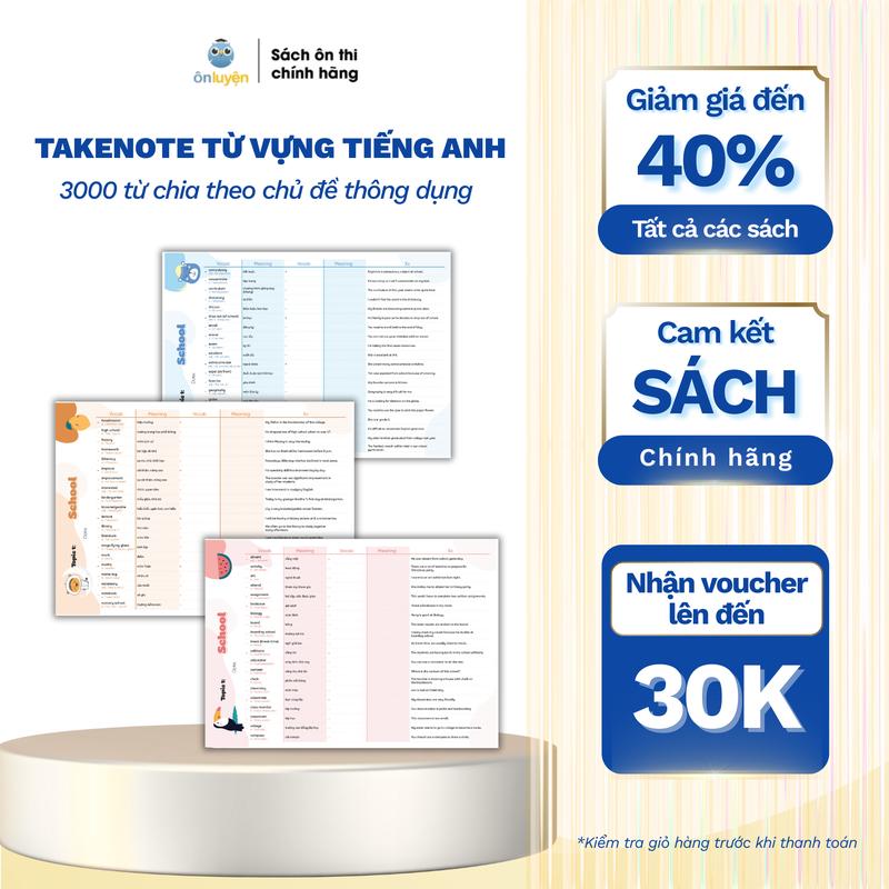 (Ver2 bản nâng cấp) Set 150 tờ TAKENOTE 3000 từ vựng Tiếng Anh theo chủ đề thông dụng nhất - Nhà sách Ôn Luyện
