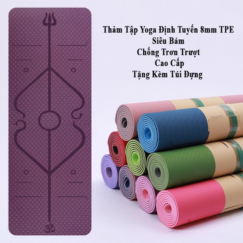 Thảm Tập Yoga Định Tuyến 2 Lớp 8mm Chống Trơn Trượt – TPE Cao Cấp Không Thấm Mồ Hôi Tập Tại Nhà- Giao Mầu Ngẫu Nhiên