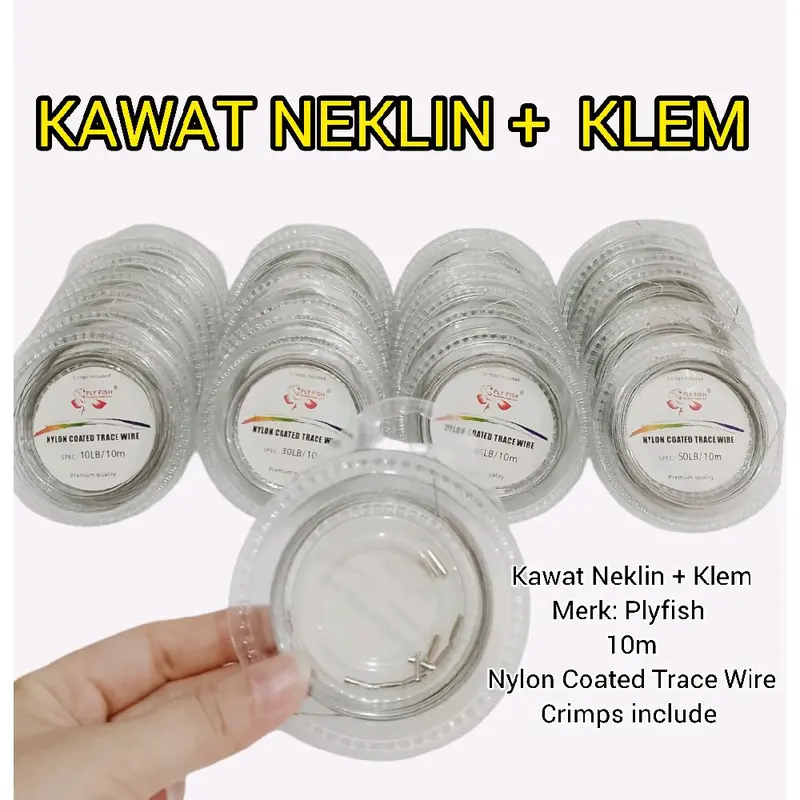 Neklin PLYFISH Kawat Pancing Nylon Coated Wire 10m Termasuk Klem 0