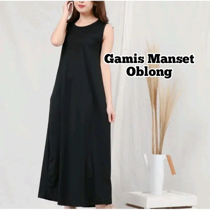 Inner Gamis Lengan Buntung Bahan Spandek Jersey Polos Manset Gamis Spandek Jersey Lengan Buntung Baju Panjang Hitam 0