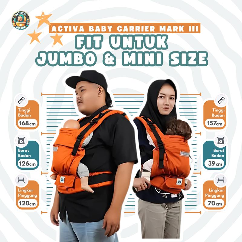 ACTIVA MARK 3 ADJUSTABLE SOFT STRUCTURE CARRIER GENDONGAN BAYI NEWBORN TO TODDLER ONE SIZE FIT ALL BODY 5