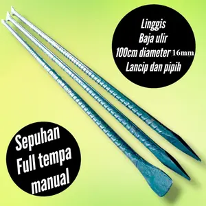 Linggis JUMBO 100cm/1m pipih dan lancip diameter 16mm baja ulir