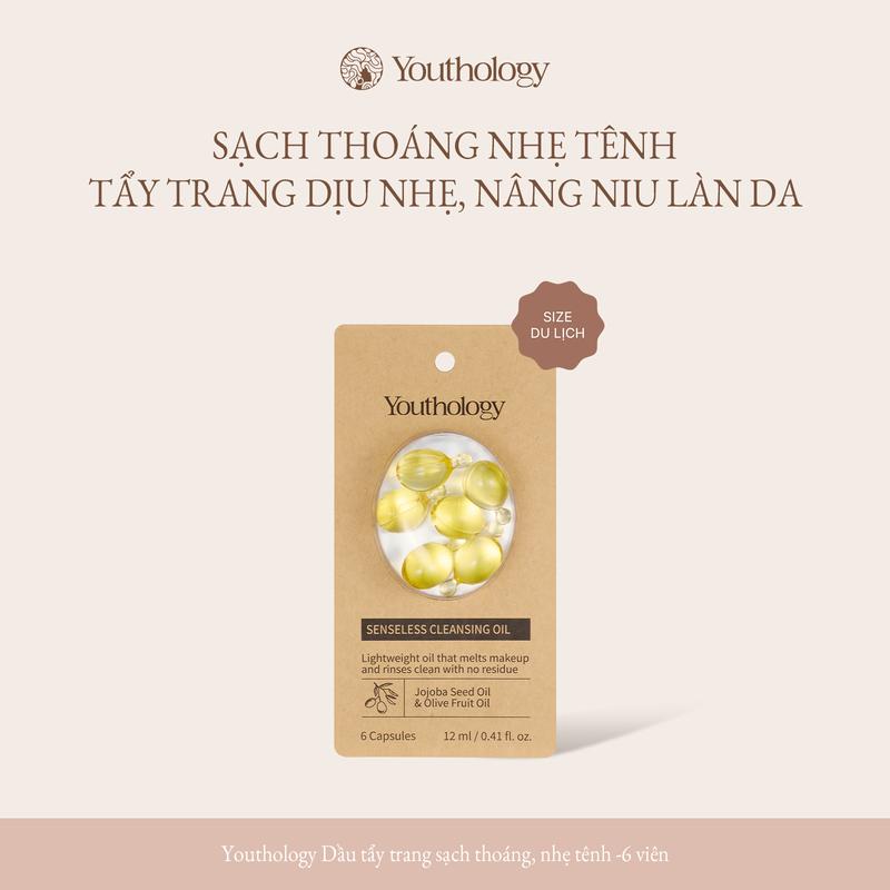 Youthology Dầu Tẩy Trang Dịu Nhẹ 12ml – Làm Sạch Lớp Trang Điểm, Bụi Bẩn & Dầu Thừa, Chứa Dầu Jojoba và Olive, Da Sạch Thoáng Không Khô Căng