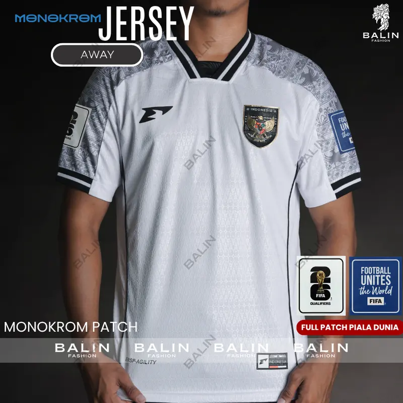 Jersey Timnas 2023-2025 FULLPATCH Bahan Embos Monokrom Pria dan Wanita - Tersedia Bigsize Oversize Terlaris 1