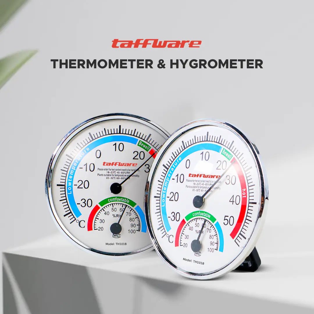 Termometer Higrometer Analog Ruangan Pengukur Suhu Kelembaban Akurat Tanpa Baterai Bisa Gantung Berdiri Taffware Murah