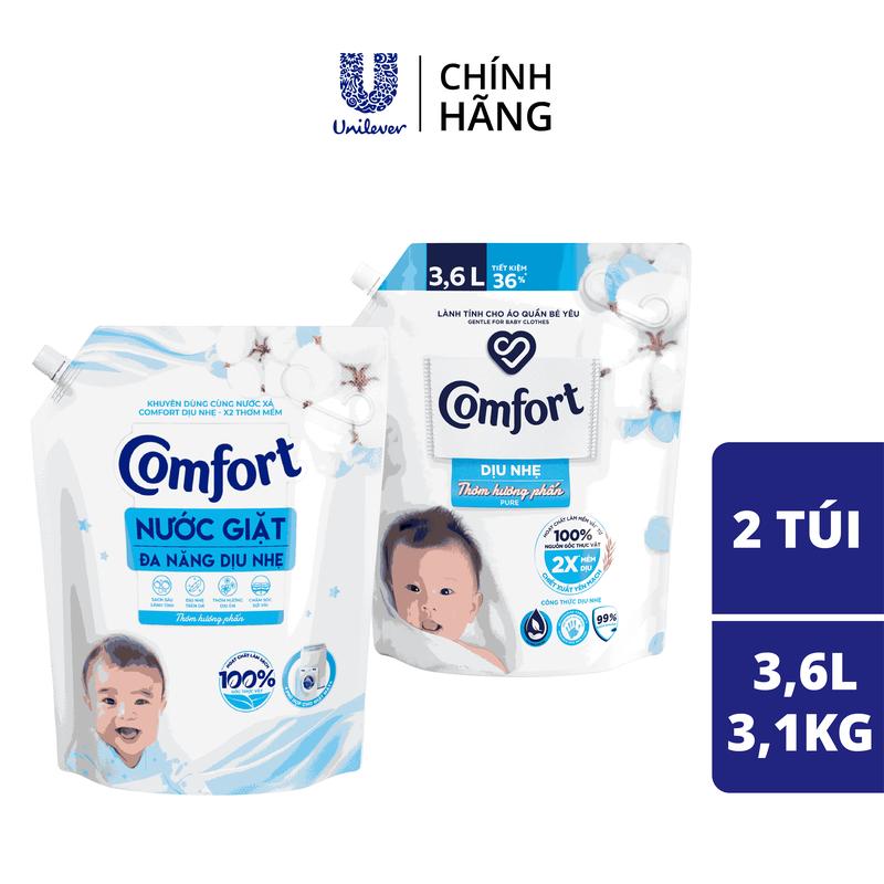Combo Nước giặt Comfort đa năng dịu nhẹ và Nước xả vải Comfort Dịu nhẹ 3.1kg+3.6L [1]
