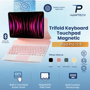 Keyboard Case with Touchpad untuk iPad Pro 12.9 3rd 4th 5th 6th generation Detachable Keyboard, Magnetic Suction Back Ultra-Thin Lightweight serta Compatible with Pen Charging, Cute, Stylish