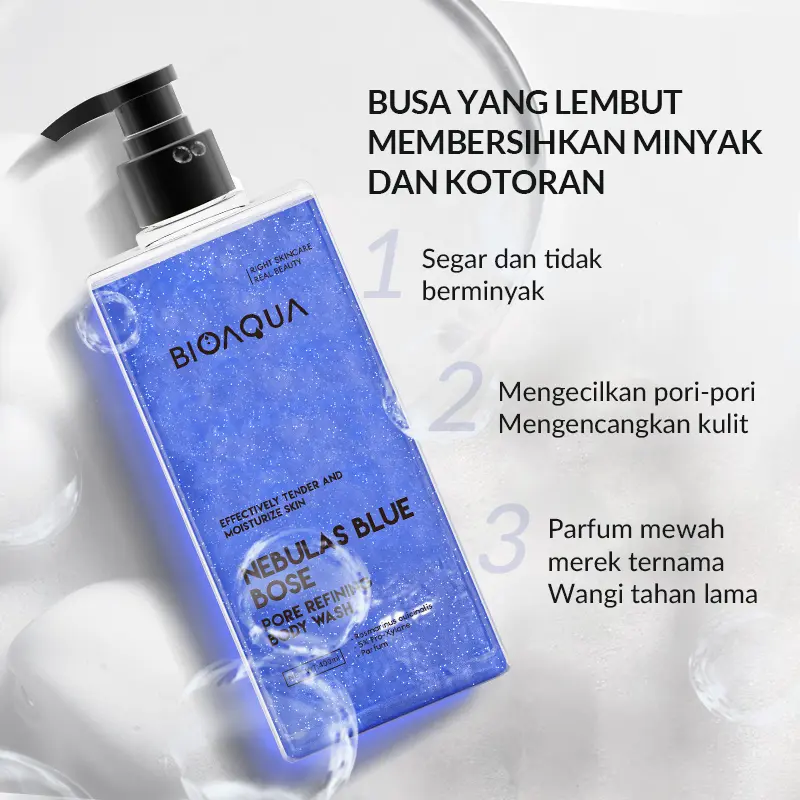 【BPOM】BIOAQUA Body Wash 2pcs Set Grass Green AHA FRUIT ACID Body Wash / 24K GOLD NICOTINAMIDE Glowing Bath Cream Soap / GALAXY PINK HEXAPEPTIDE Shower Gel / Nebulas Blue Bose Pores Refining Cleaning Liquid 6
